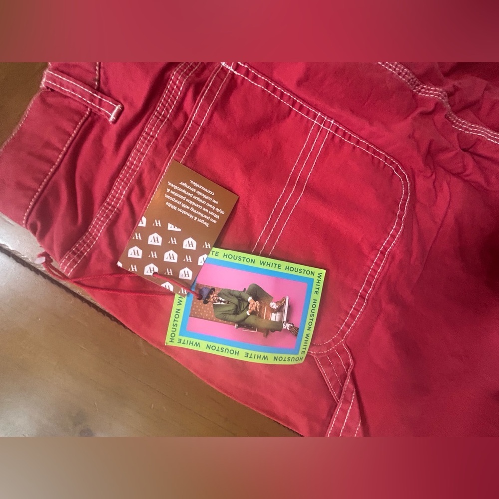 Houston white pink/Red Cargo Pants with Drawstring Waist - Picture 11 of 13